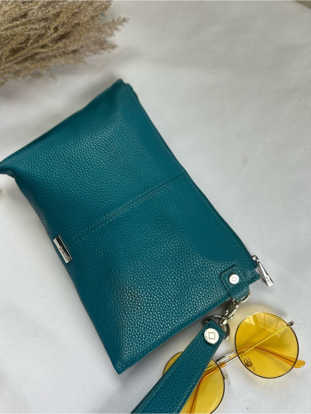 Jewel Teal Leather Wristlet Clutch - Women - Picture 2 of 8